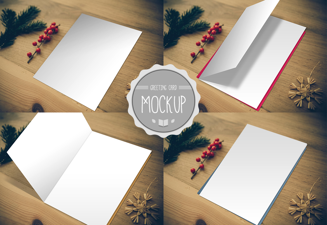 Greeting Card Mockup – Photoshop PSD Template – Display Holiday